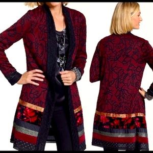 Chico’s Velvet and Lace Patchwork Duster Sz 2
